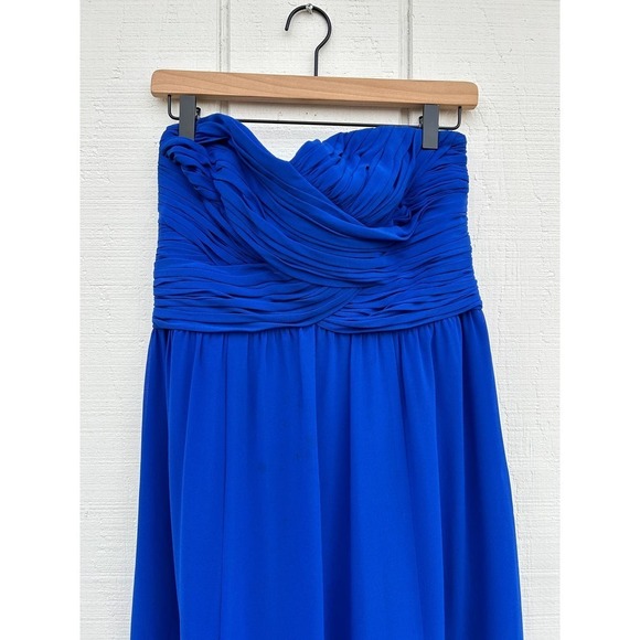Ralph Lauren Evening Blue Long Maxi Chiffon Strapless Evening Formal Gown, Sz 10 - Picture 2 of 5